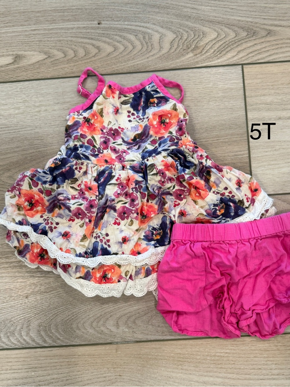 cheeky plum Floral Sundress with Hot Pink Bloomers